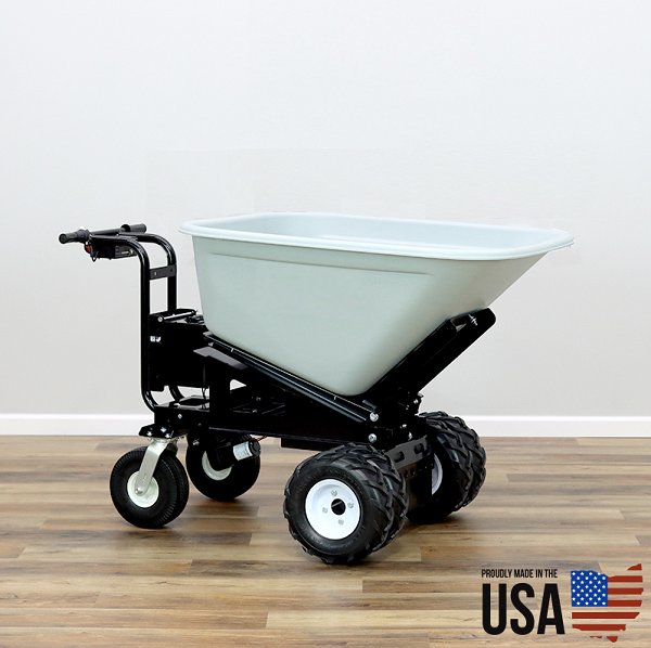 Power Dump and Drive Wheel Barrow with 10 Cubic Foot Dump Hopper